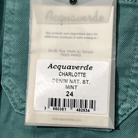 Acquaverde Charlotte Mint Jeans. Size-24. New with Tags. - Picture 4 of 4